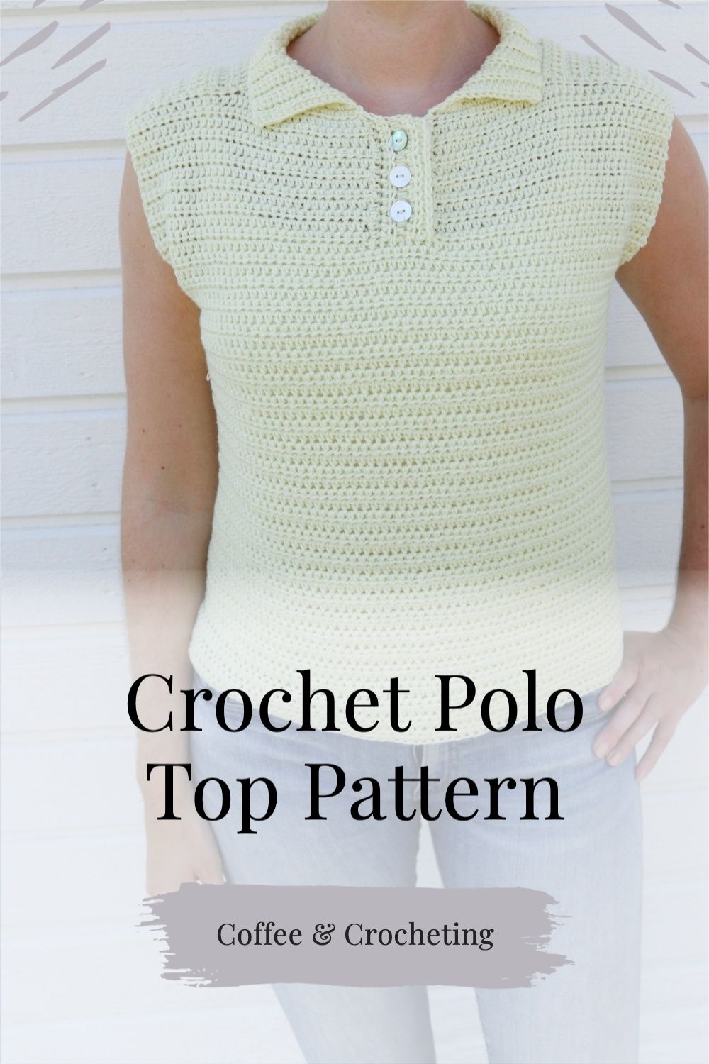 Trendy crochet top with a polo neck and buttons. You’ll get a top