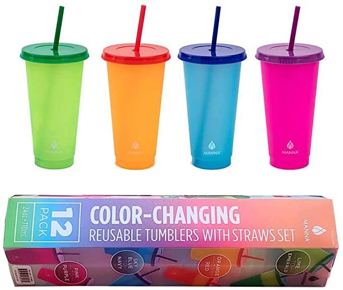 Manna Color Changing Plastic Tumblers, Set of 12 Tumblers Manna Color Changing Plastic Tumblers, Set of 12 Tumblers
