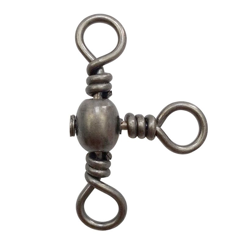 100 Pcs 3 Way Barrel Swivels Solid Rig Rings Fishing Lures Connector Tackle !!