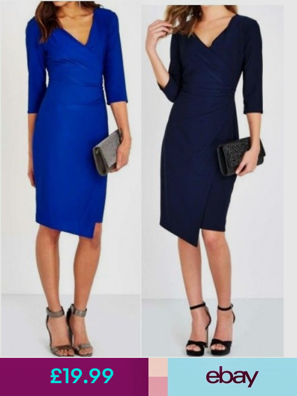 New Ex Wallis Navy or Royal Blue Fixed Wrap Side Ruched Dress RRP £35 ...