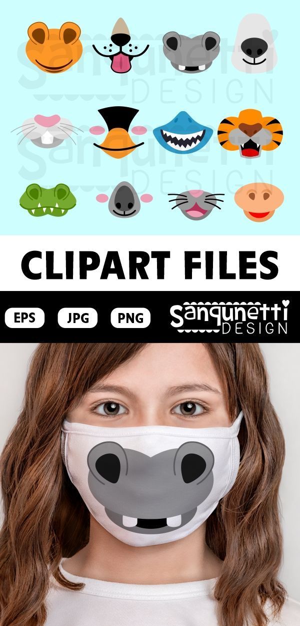 Download Animal Faces clipart nose and mouth clipart animal digital | Etsy | Animal face mask, Animal ...