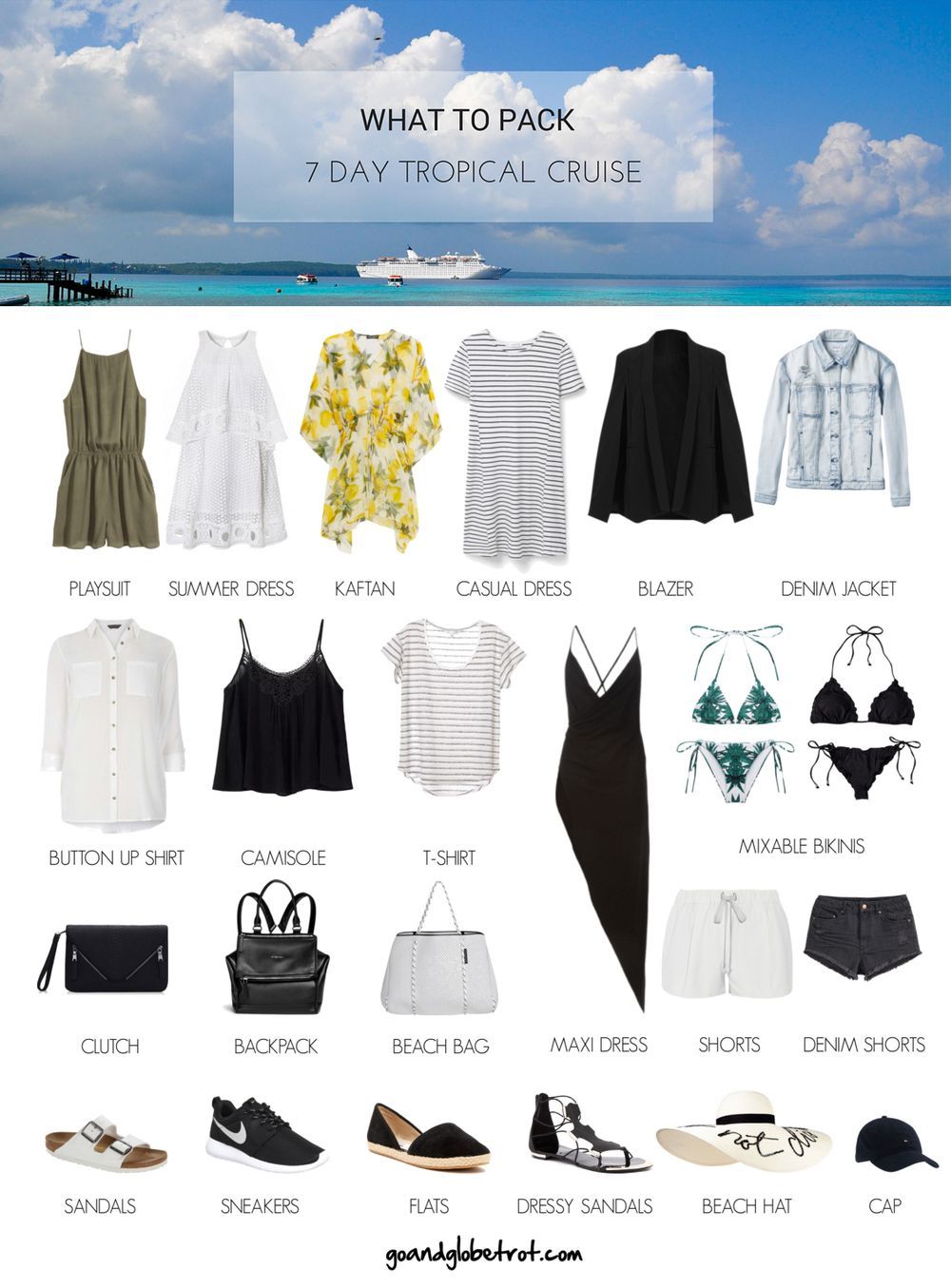What to pack for your tropical 7 day cruise. Use this style guide to