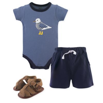 NEW Baby Boys 3 pc Outfit 3-6 Month Bodysuit Shorts Shoes Set Dinosaur Layette