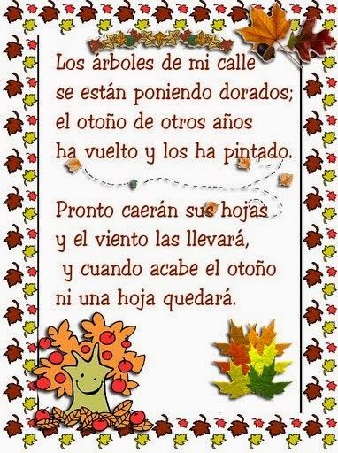 Poesias Para El Cole Poema Para El Otoño Poemas De Otoño Poemas Cortos Para Niños Actividades De Otoño Para Niños