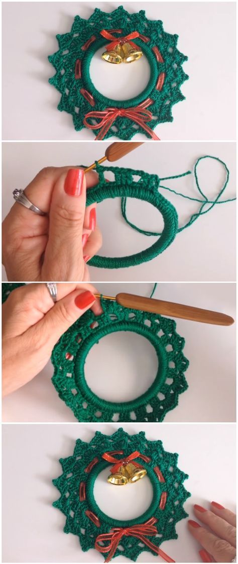 Crochet Easy Christmas Wreaths Ornament #trucsdenoël