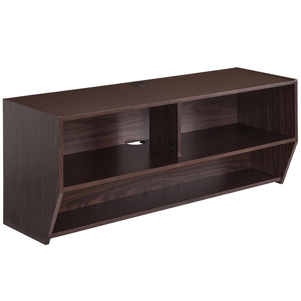 FITUEYES Floating TV Stand Wall Mounted Wood Media Console Entertainment Center Shelf Walnut