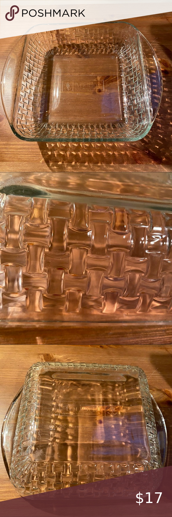 Anchor Hocking Clear Glass Baking Dish Basketweave Pattern 8 X 8 Inches Anchor Hocking Clear Glass Baking Dish Basketweave Pattern 8 X 8 Inches