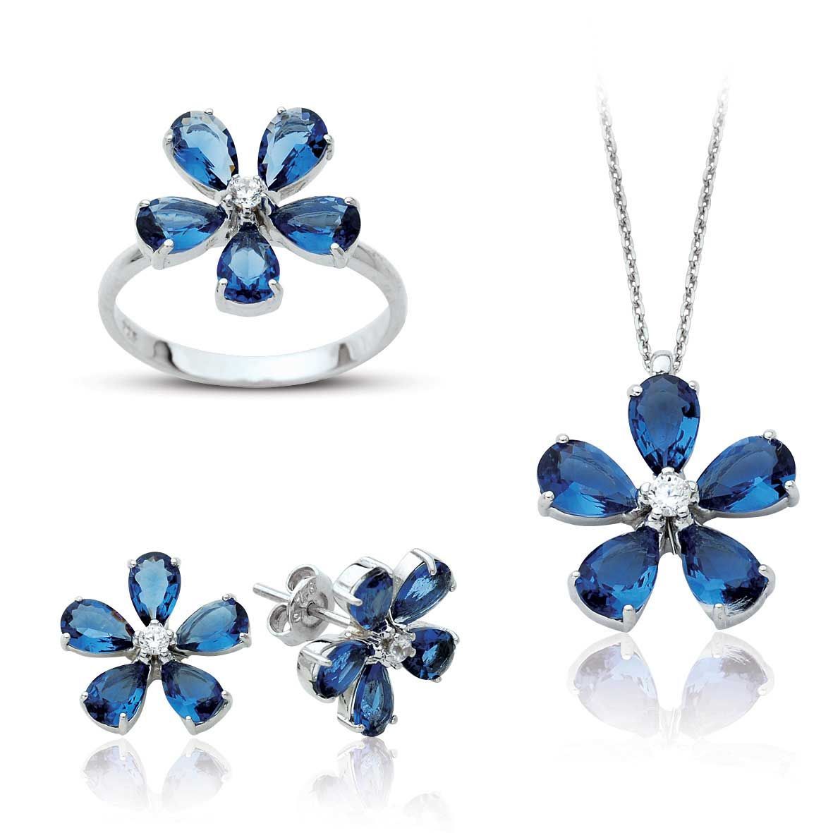 Safir Tasli Papatya Gumus Set Gumus Takida Yillarin Deneyimi Cng Gumus Online Satis Magazasi Ve Subeleriyle Gumus Taki Kupe Kolye Jewelry Necklace Pendant