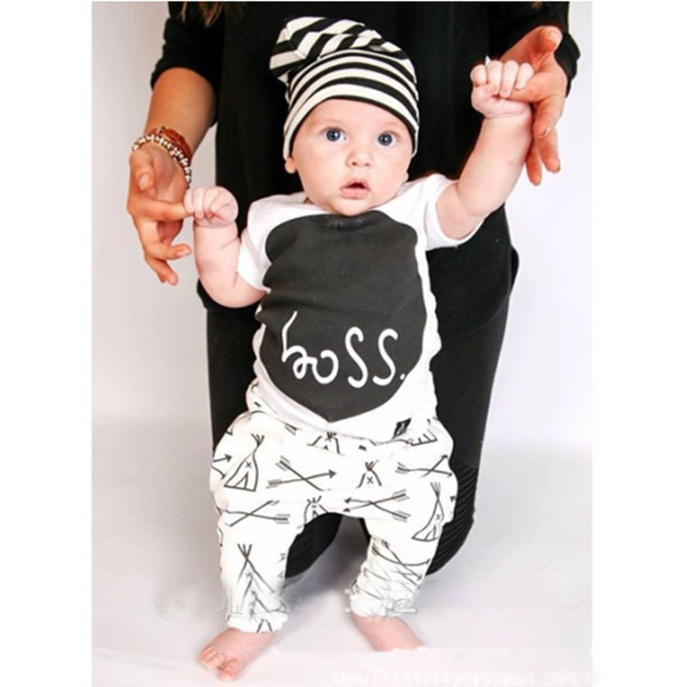 2pcs Newborn Baby Boys Girls Infant T Shirt Tops Long Pants Outfits