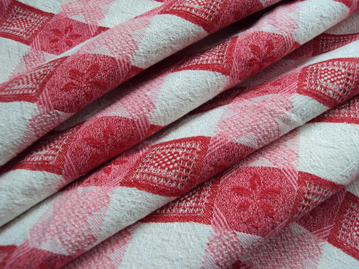 Antique French Fabric Linen Cotton Alsace Plaid Gingham