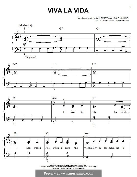 Viva la vida (Coldplay) • Pianovocal score Cello music, Coldplay
