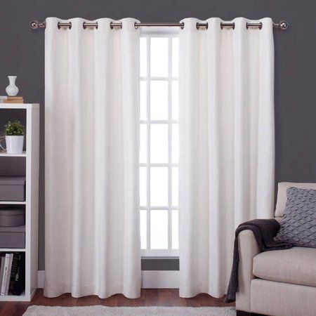 Exclusive Home Raw Silk Thermal Grommet Top Window Curtain Panels Black Pearl Set Of 2 White Curtains Exclusive Home Raw Silk Thermal Grommet