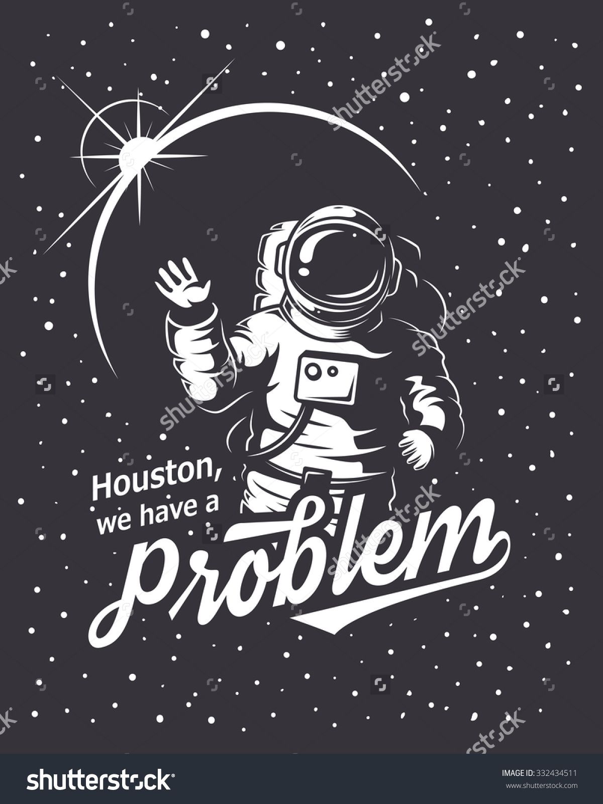 T Shirt Design Print Space Theme Monochrome Style Stock Vector Monochrome Style Stock Vector Illustration Shutterstock