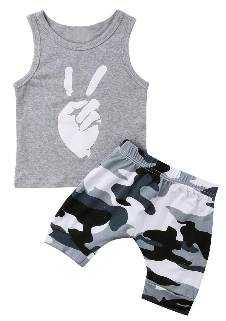 Toddler Baby Boy Camo Tank Top Harem Shorts Summer Outfits Clothes Set