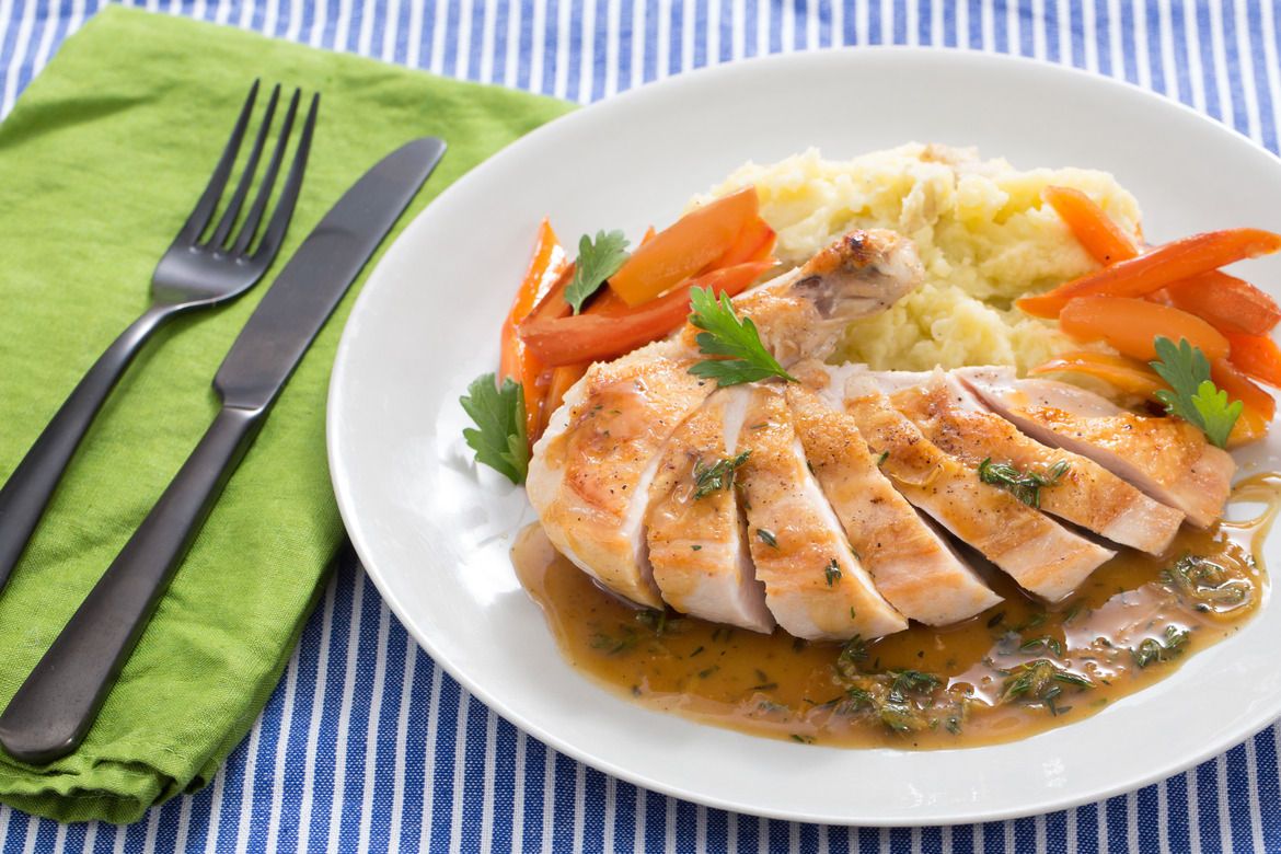 Pan-Roasted Chicken with Maple-Glazed Carrots Recipe