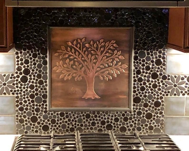 Tree Of Life Handmade Copper Tile Material 100 Copper Image 0