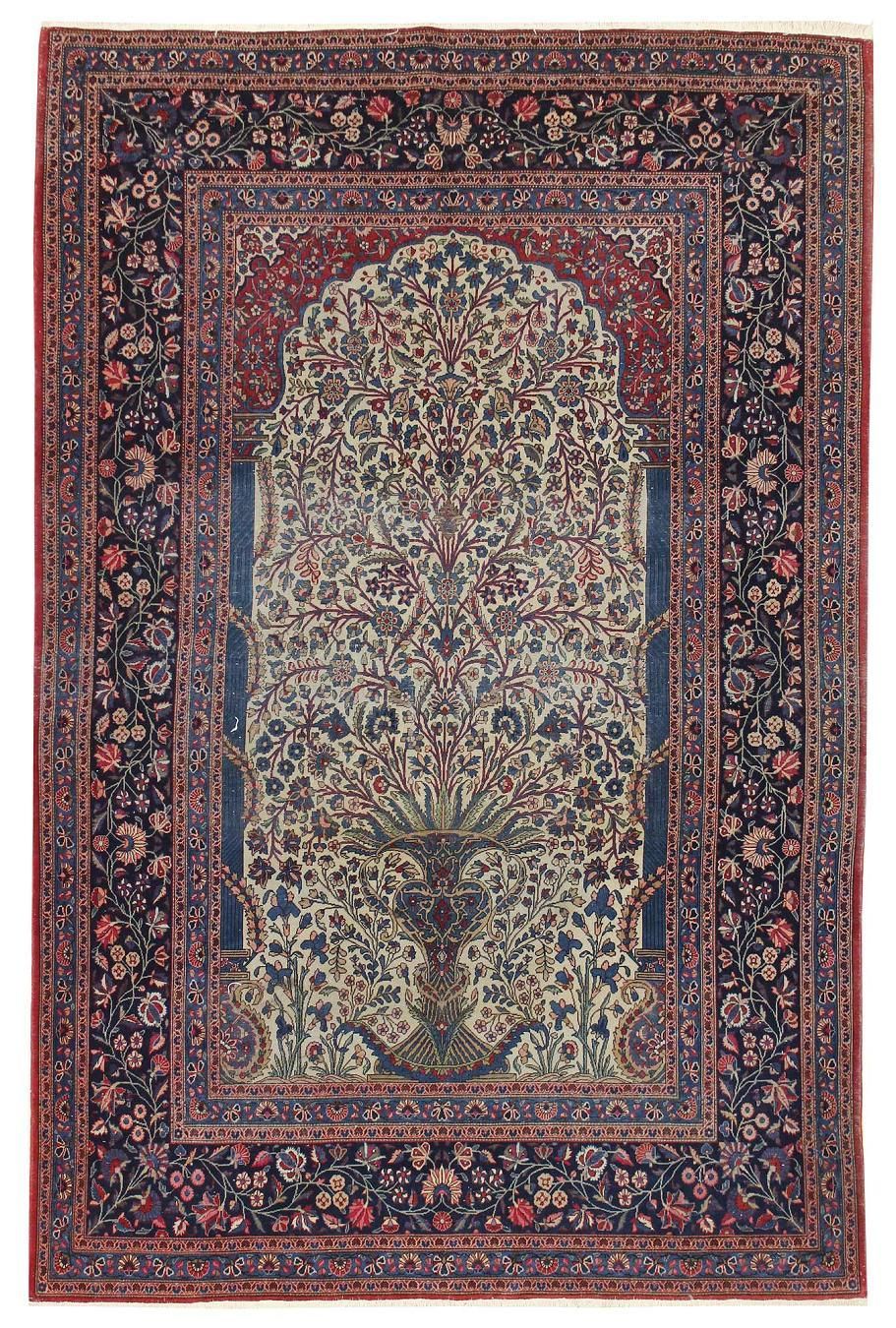 Antique Circa 1920 Formal Classic Persian Traditional Persian Keshan 5' 10" X 8' 9" Ivory Rug Iranian Rugs, Iranian Art, Carpet Fabric, Rugs On Carpet, Antique Carpets, Antique Rugs, Rug Gallery, Antique Persian Rug, Prayer Rug