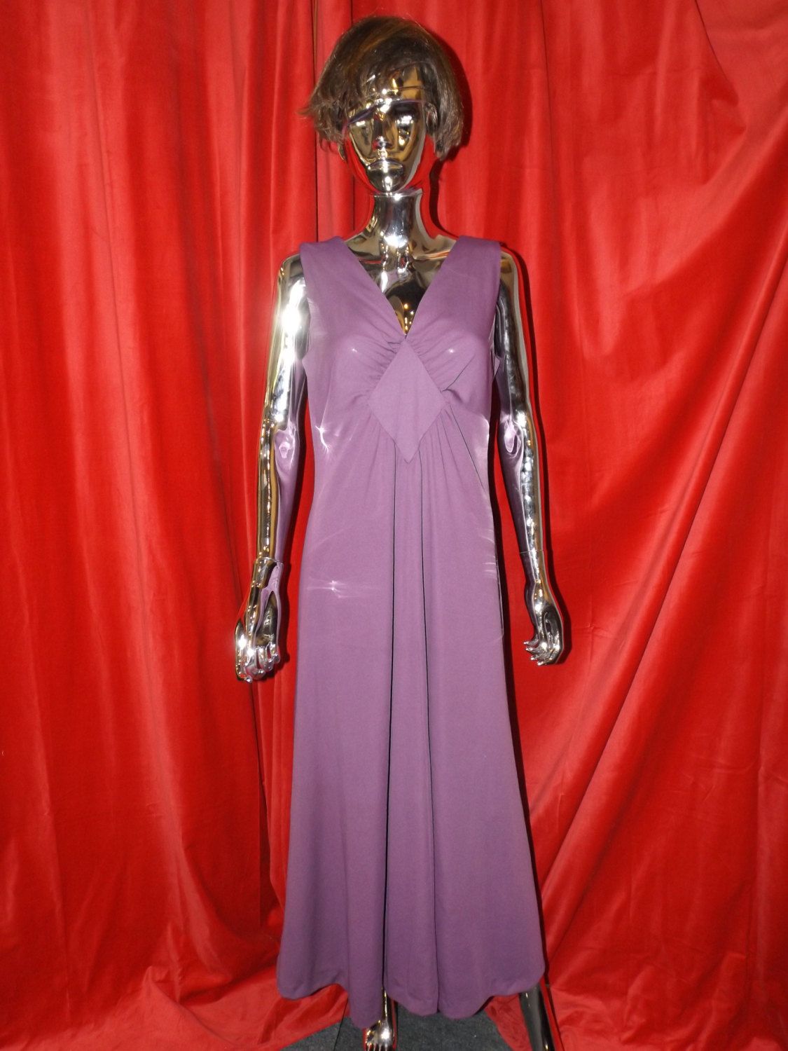 1960s purple polyester empire maxi dress by ClashDayton on Etsy Empire ...