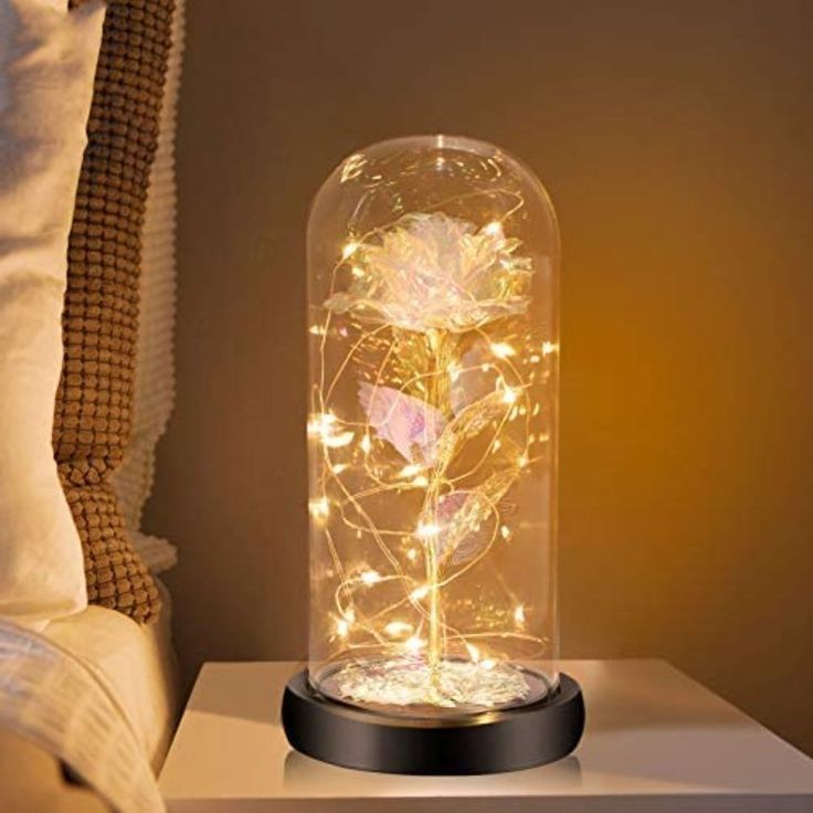 Real glass cover allows LED light to shine more brilliantly than plastic cover, resists yellowing and discoloration, and is easier to clean. The base is made of black wood, which is stable and smooth surface without burr. The tiny LED lights are embedded in the petals, illuminates the entire glass dome, and even the surrounding things. Best Mothers Day Gifts, Gifts For Wife, Mother Gifts, Rose Gift, Flower Gift, Rose Flower, Christmas Gifts For Women, Perfect Christmas Gifts, Rose Family