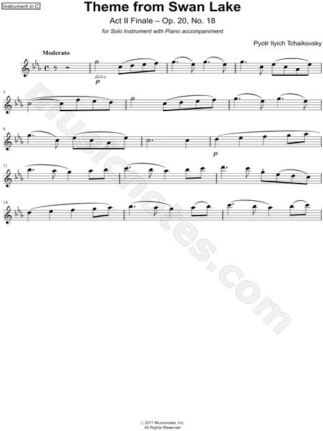 flute sheet music theme from swan lake flute music pinterest swan lake violin solo sheet music