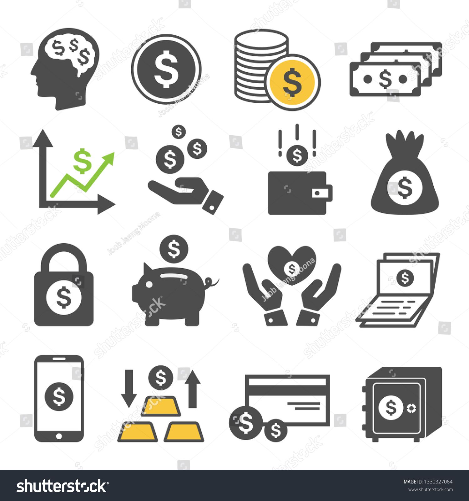 Vector Icon Set Finance Money Save Money Sponsored Aff Set