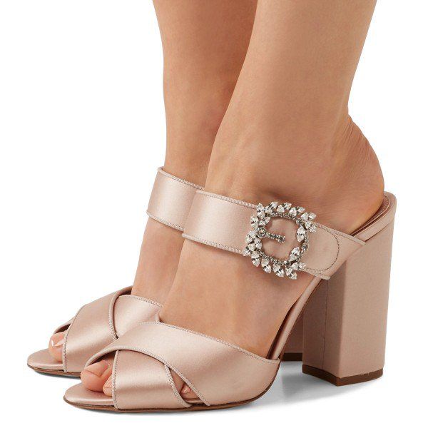 satin mule heels