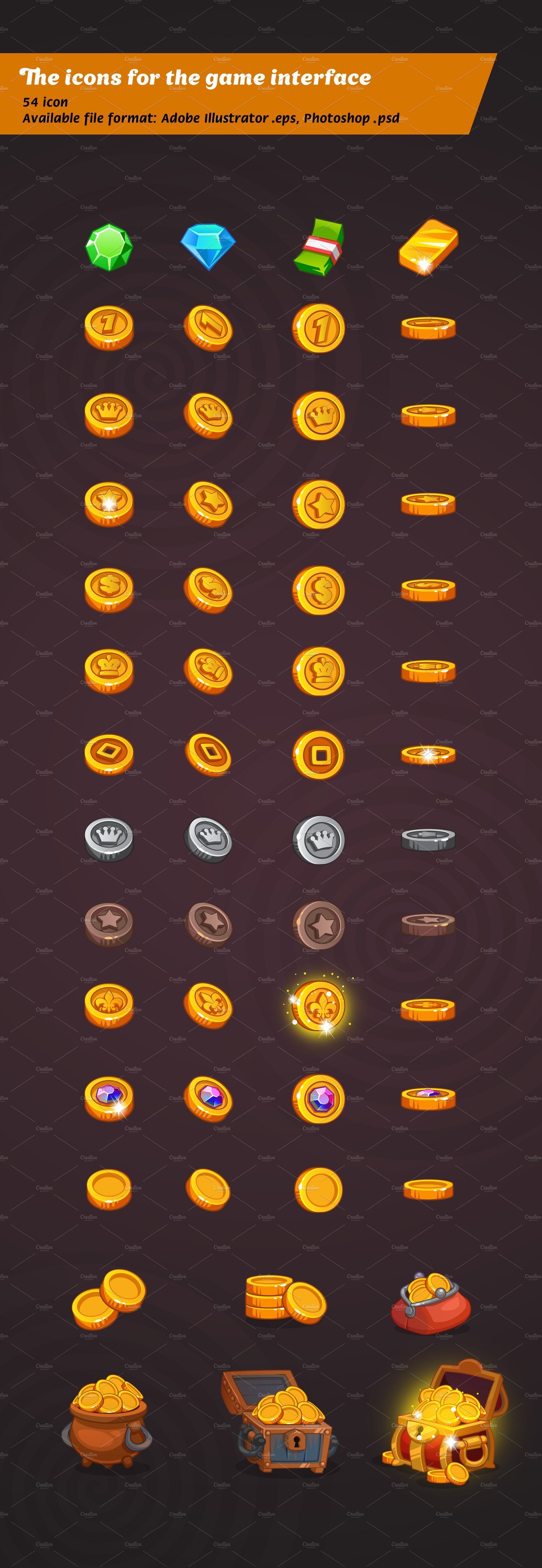 The icons for the game interface #diamonds#Coins#treasure#file #gameinterface