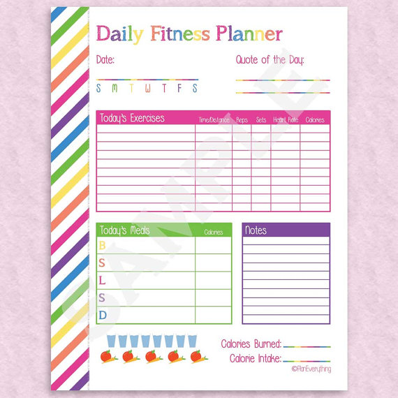 health fitness planner 9 printable pages instant health fitness planner