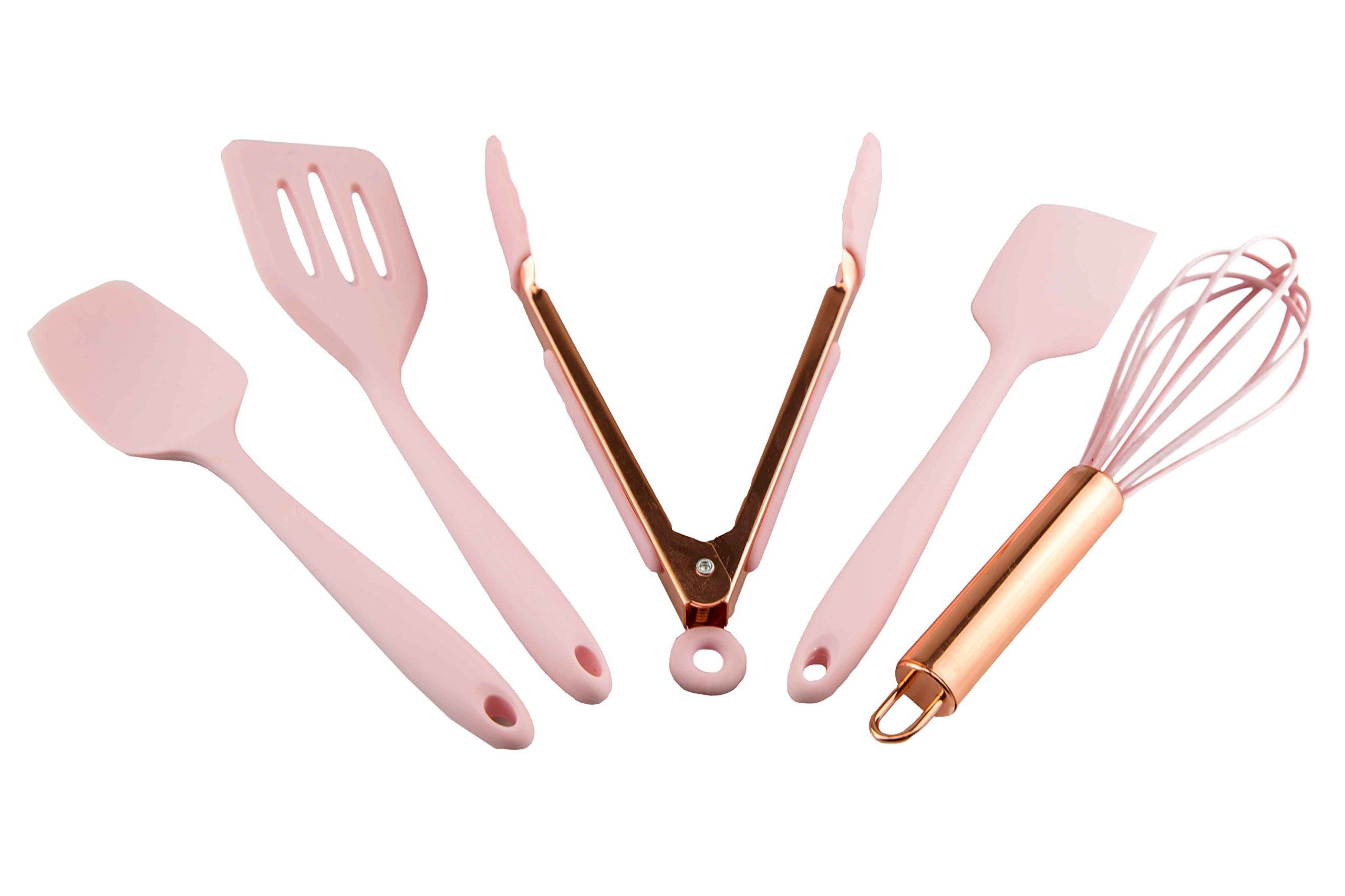 Cook With Color Set Of Five Pink And Rose Gold Silicone Mini Set Of Five Pink And Rose Gold Silicone