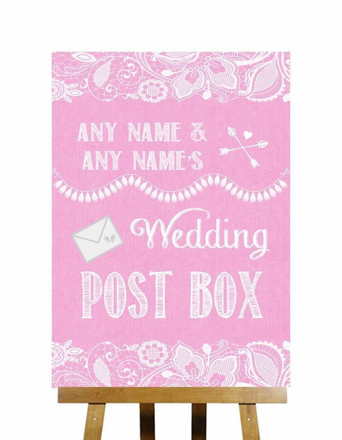 Burlap /& Lace Card Post Box Personalised Wedding Sign