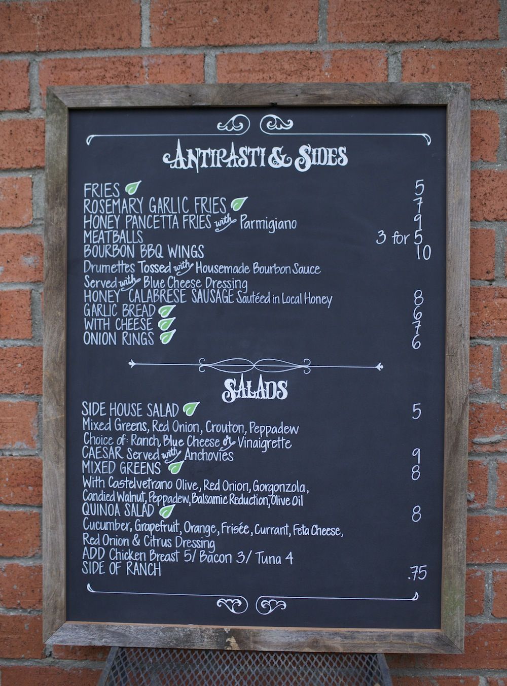 One of four hand painted menus for Slice House Pizza SF