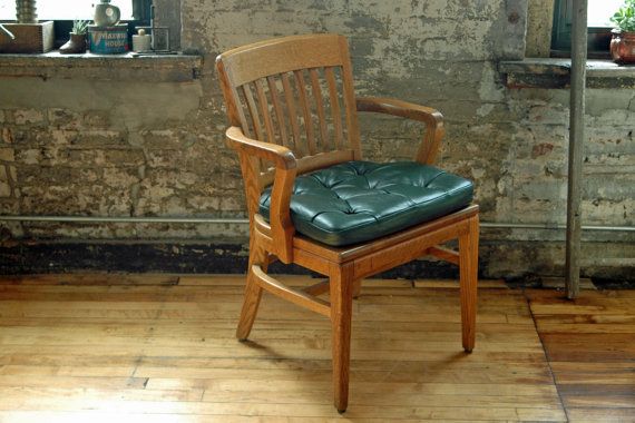 Vintage Oak Office Chair Courthouse With Green Cushion We Wish D Had This Seat Last Time Jury Outdoor Lounge Cushions Chair Outdoor Lounge Cushions, Wood Bankers Chair Cushion