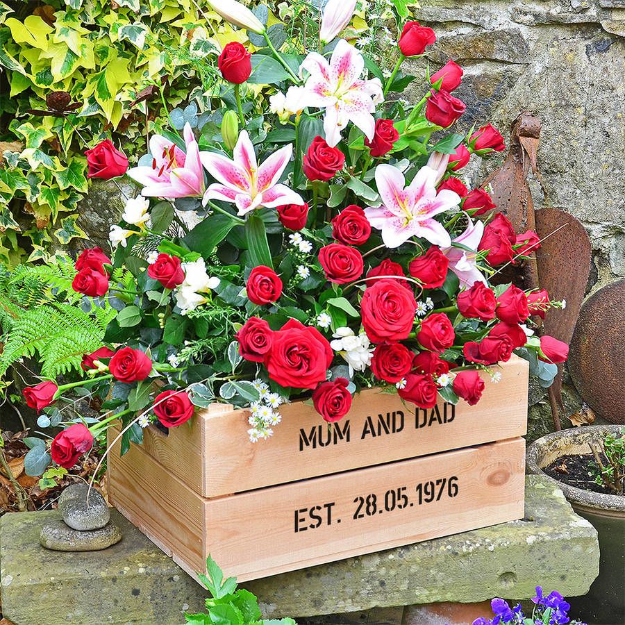 Personalised Crate Ruby Wedding Anniversary Gifts Personalised Crate Ruby Wedding Anniversary