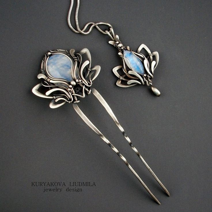 LOTUS by KL-WireDream pin pendant amulet necklace jewelry silver adularia clothe...