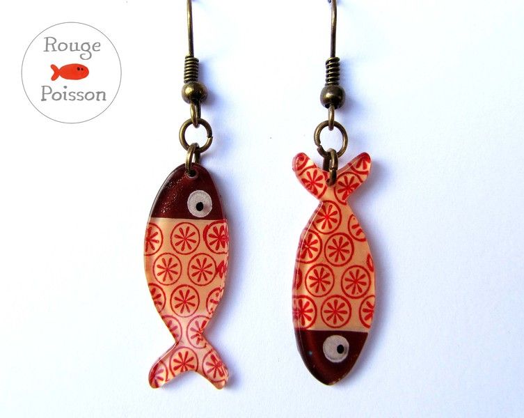 Boucles d'oreilles Poisson | Bijoux en plastique rétractable, Boucles d