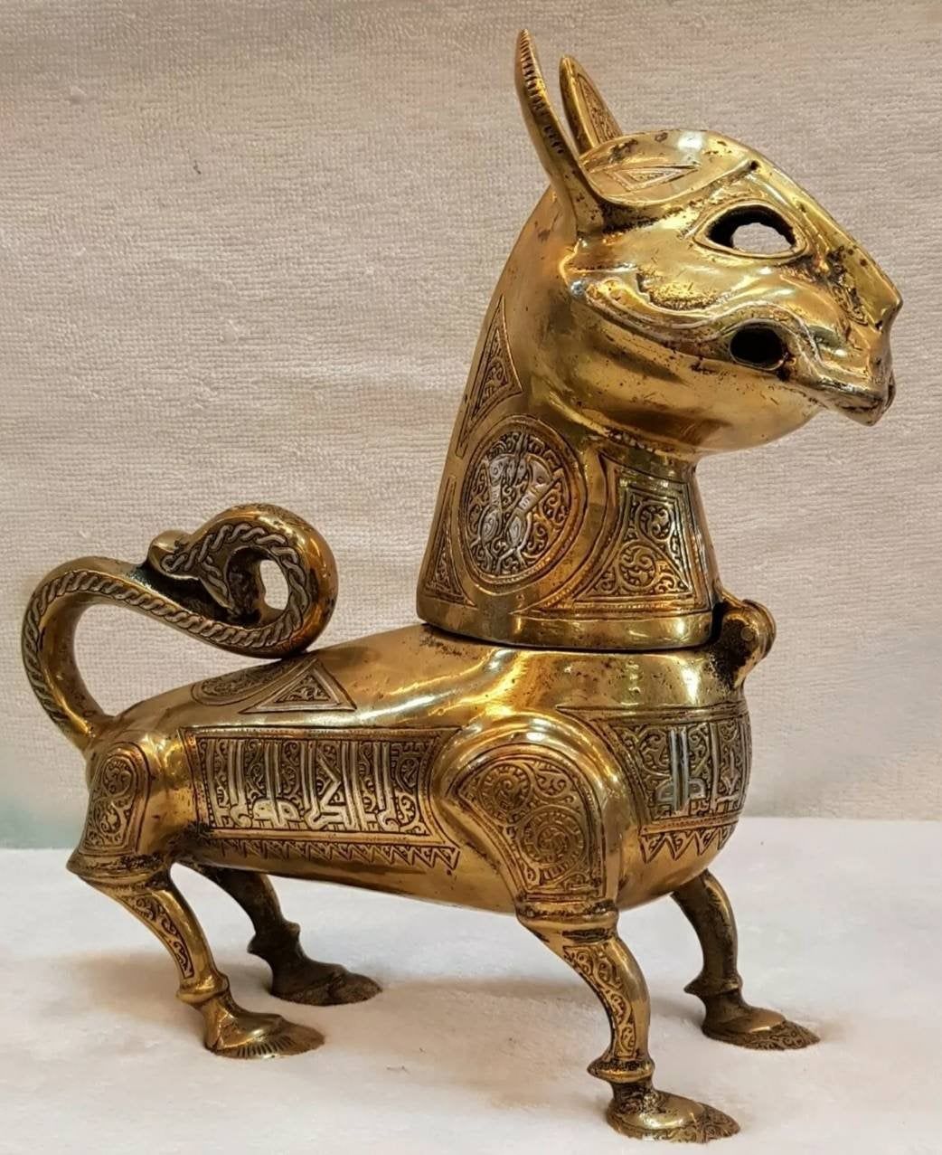 1650s Antique Egyptian Old Bronze With Silver Inlay Unique & Rare Cat 4 incense