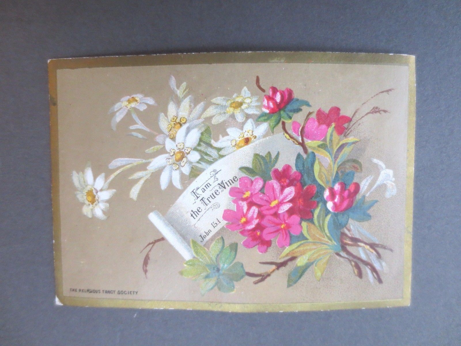 Antique Christmas Card Religious Tract Society Floral Bible Victorian Chromo Antique Christmas Card Religious Tract Society Floral Bible Victorian Chromo