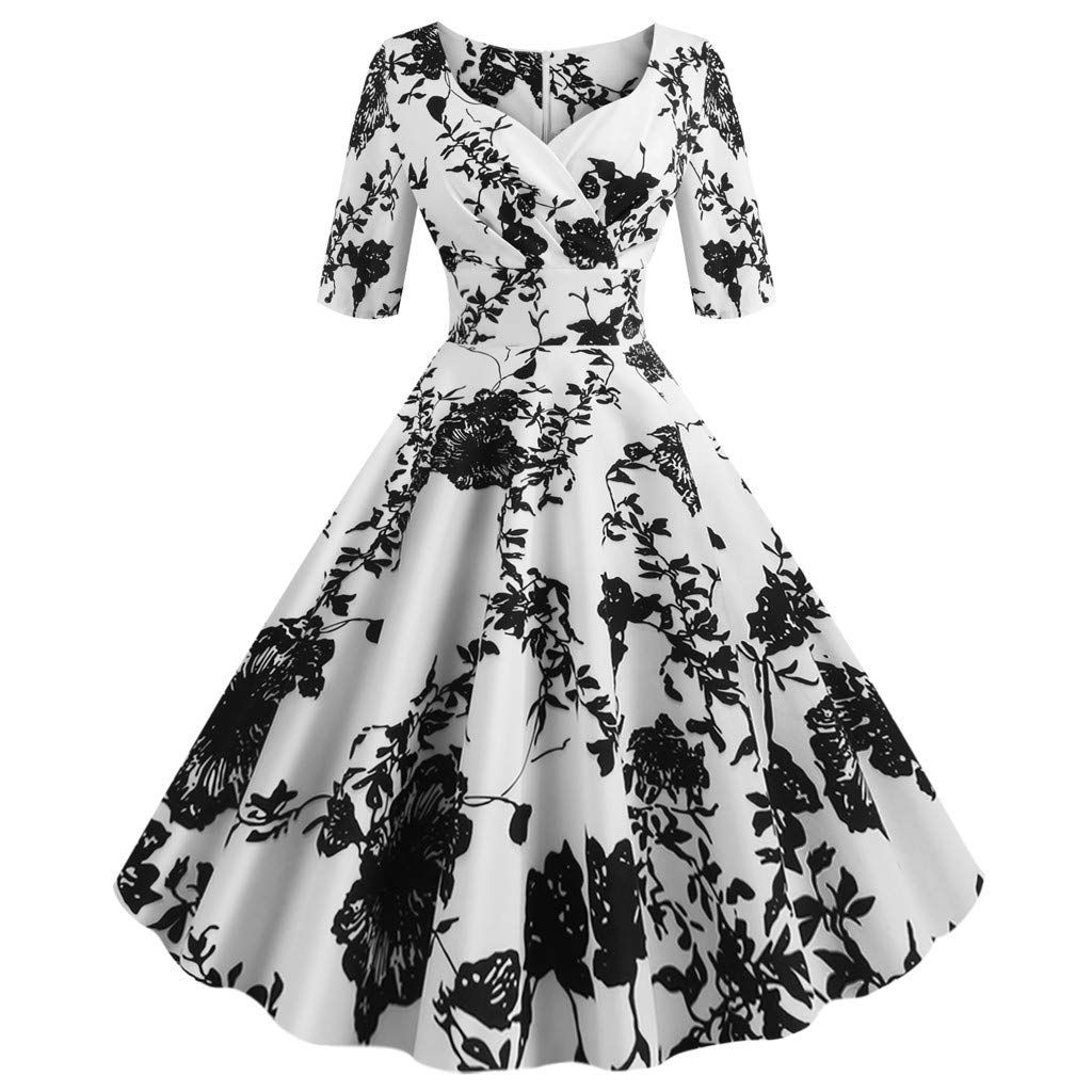 Oksea Damen Petticoat Kleider Vintage 20/20 Arm Rockabilly Kleid Oksea Damen Petticoat Kleider Vintage 20/20 Arm Rockabilly Kleid