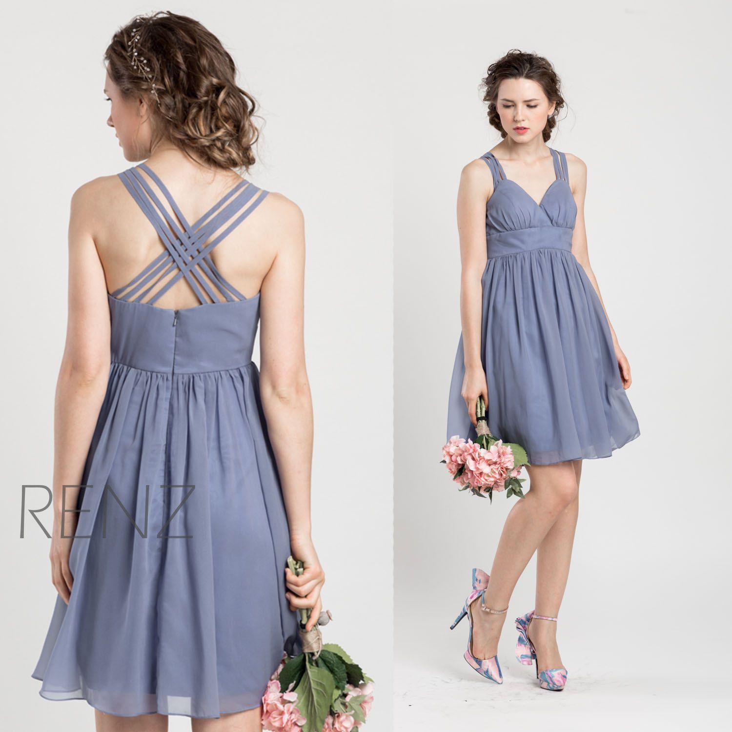 slate blue bridesmaid dresses long sleeve