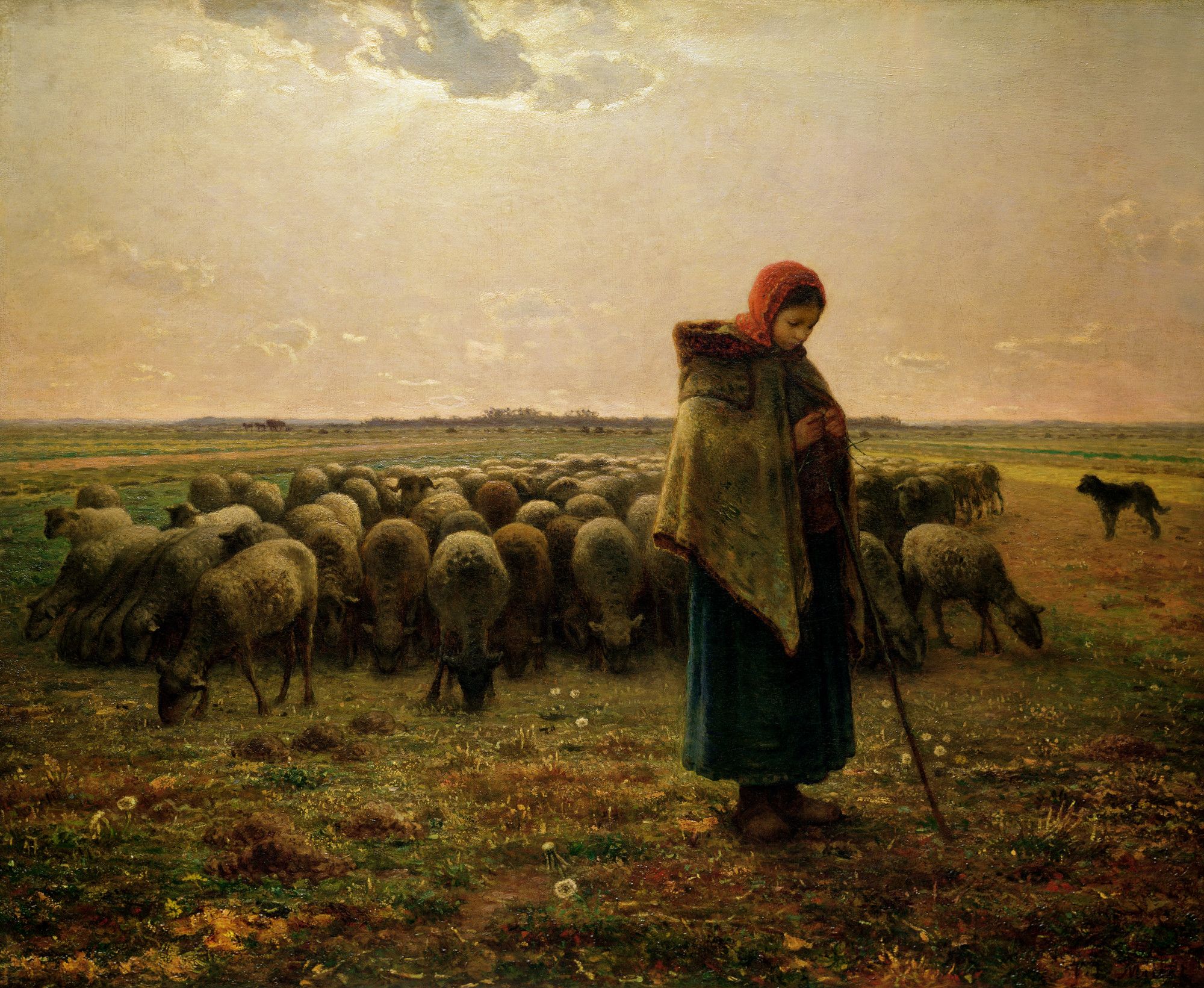 Shepherdess with her Flock | Pinturas del realismo, Pinturas ...