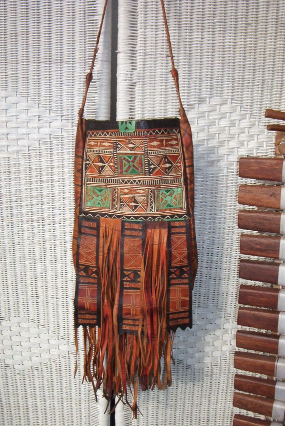 vintage craft Tuareg leather tuareg bags small bag tabac leather Tuareg