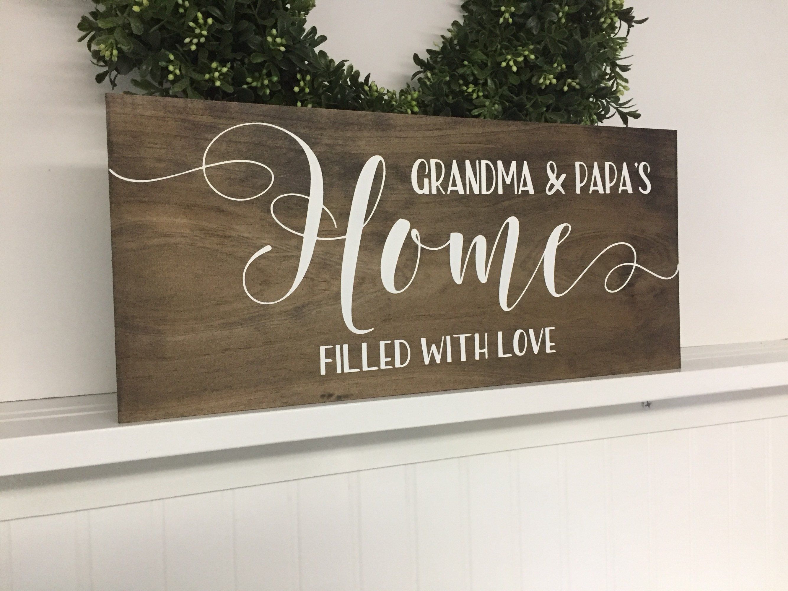 Grandma and Grandpa name wood sign, Christmas Gift for Grandparents, new grandma gift, pregnancy announcement for new grandparents #bestgiftsforgrandparents