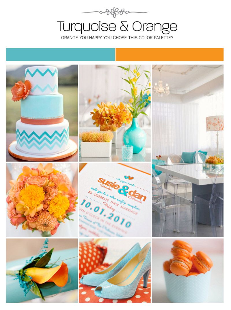 Turquoise And Orange Wedding Inspiration Board Color Palette Turquoise And Orange Wedding Inspiration Board Color Palette Mood Via Weddings Ilrated