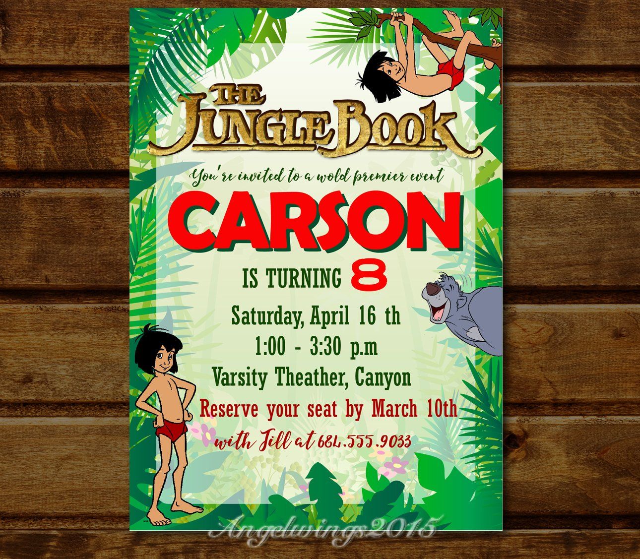 Jungle Book Invitation, Jungle Book Birthday Party Invitation Jungle Book Invitation, Jungle Book Birthday Party Invitation