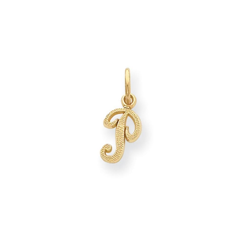 14k Yellow Gold Small Script Initial P Charm