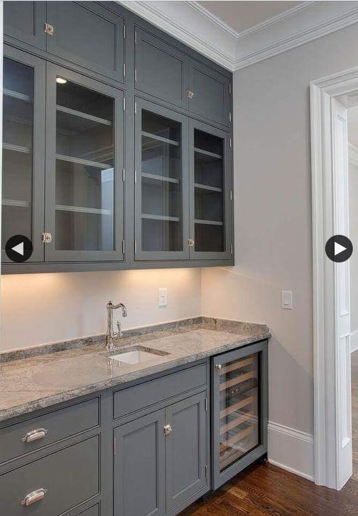 Color is close to Benjamin Moore: Whale Gray. | Kitchen cabinets