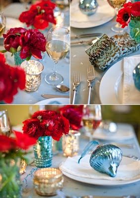 Example of red and Christmas blue colors together for the table ... Example of red and Christmas blue colors together for the table ...