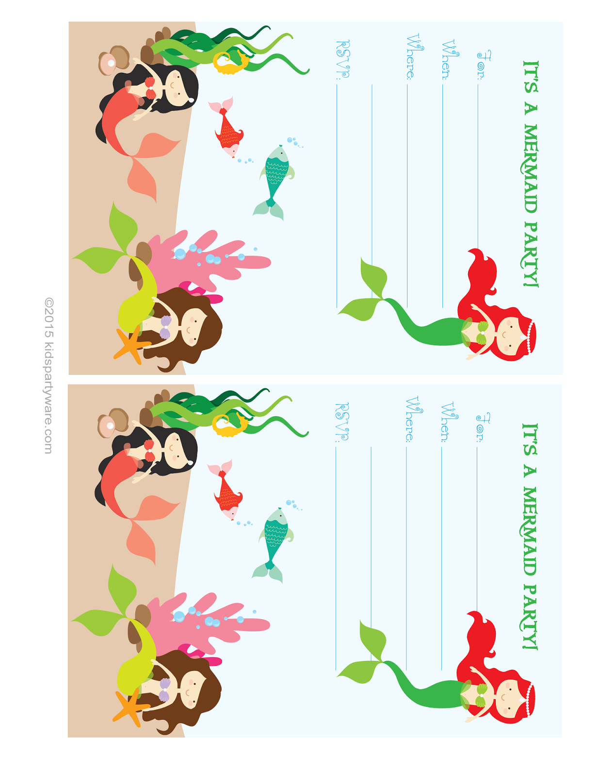 Kids Party Supplies Mermaid Invitation Free Printable Download