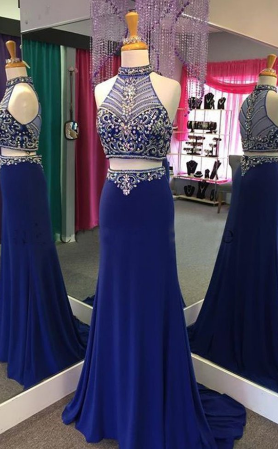 Royal Blue Chiffon Prom Dress