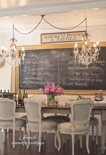 Elegant, french-cottage inspired dining room. #DiningRoomDesigns #OklahomaCityCustomHomes www.chrisleehomes.com French Country Dining Room, French Country Cottage, French Country Style, Rustic French, Country Chic, Cottage Style, Country Cottages, French Dining Rooms, Rustic Chic